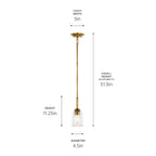 KICHLER 43674NBRCLR Shailene 11.25" 1-Light Mini Bell Pendant With Clear Glass In Natural Brass