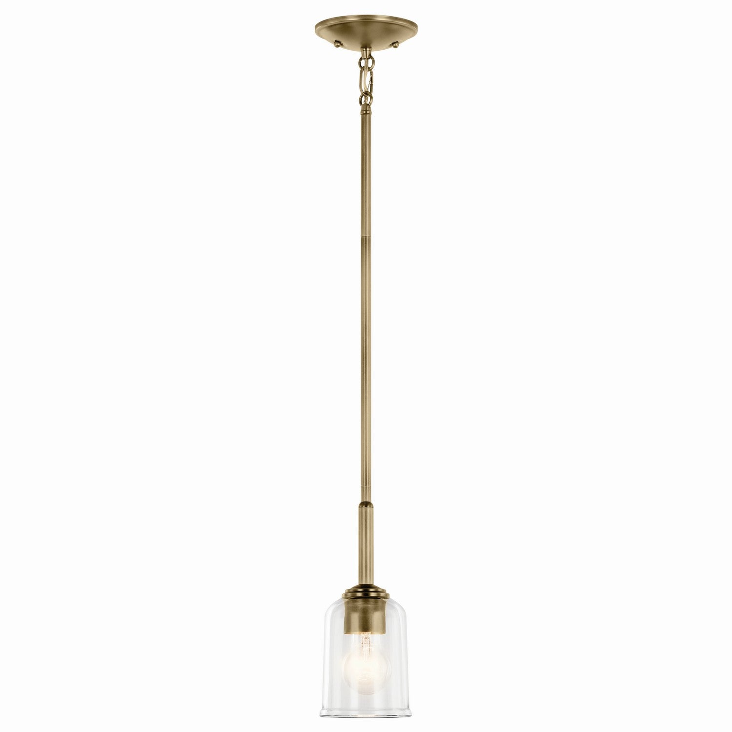 KICHLER 43674NBRCLR Shailene 11.25" 1-Light Mini Bell Pendant With Clear Glass In Natural Brass