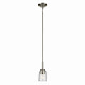 KICHLER 43674NICLR Shailene 11.25" 1-Light Mini Bell Pendant With Clear Glass In Brushed Nickel