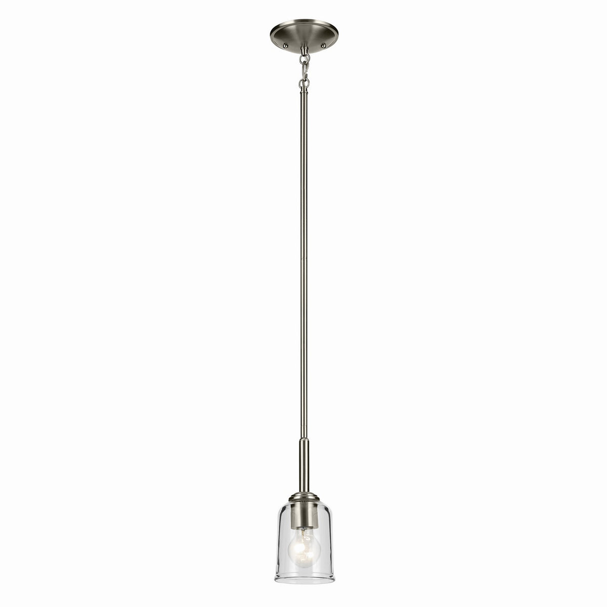KICHLER 43674NICLR Shailene 11.25" 1-Light Mini Bell Pendant With Clear Glass In Brushed Nickel