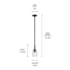 KICHLER 43674OZCLR Shailene 11.25" 1-Light Mini Bell Pendant With Clear Glass In Olde Bronze