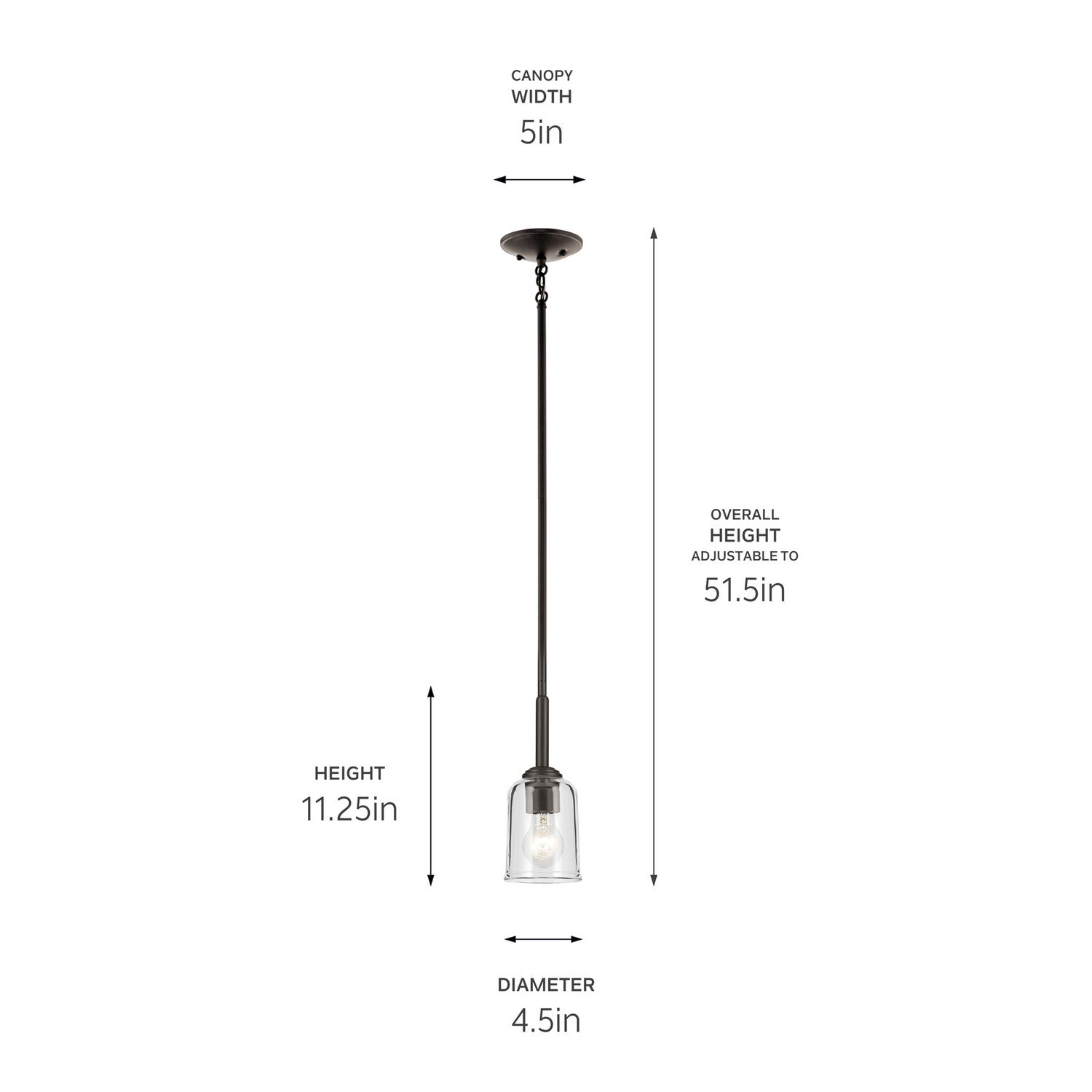 KICHLER 43674OZCLR Shailene 11.25" 1-Light Mini Bell Pendant With Clear Glass In Olde Bronze