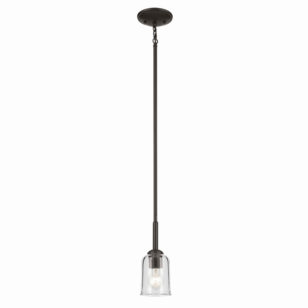 KICHLER 43674OZCLR Shailene 11.25" 1-Light Mini Bell Pendant With Clear Glass In Olde Bronze