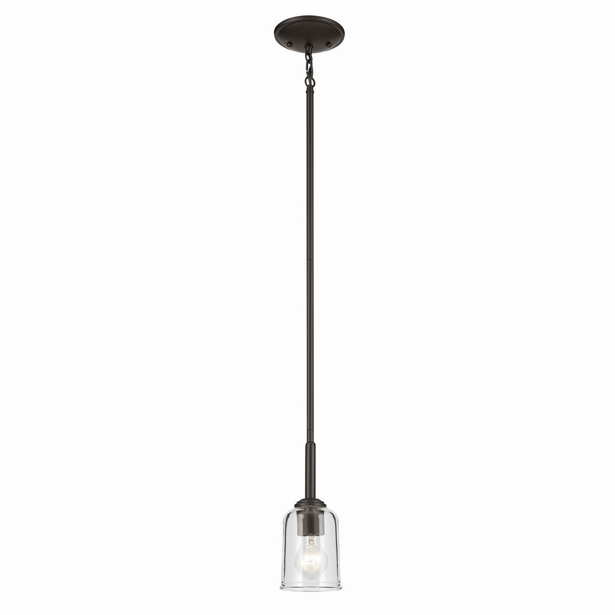 KICHLER 43674OZCLR Shailene 11.25" 1-Light Mini Bell Pendant With Clear Glass In Olde Bronze