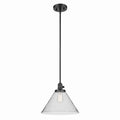 KICHLER 43905BK Avery 11.75" 1-Light Cone Pendant With Clear Seeded Glass In Black