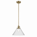 KICHLER 43905NBR Avery 11.75" 1-Light Cone Pendant With Clear Seeded Glass In Natural Brass