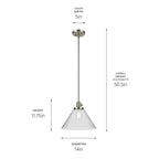 KICHLER 43905NI Avery 11.75" 1-Light Cone Pendant With Clear Seeded Glass In Nickel