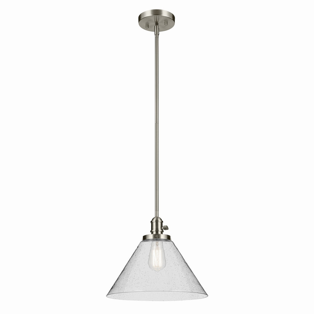 KICHLER 43905NI Avery 11.75" 1-Light Cone Pendant With Clear Seeded Glass In Nickel