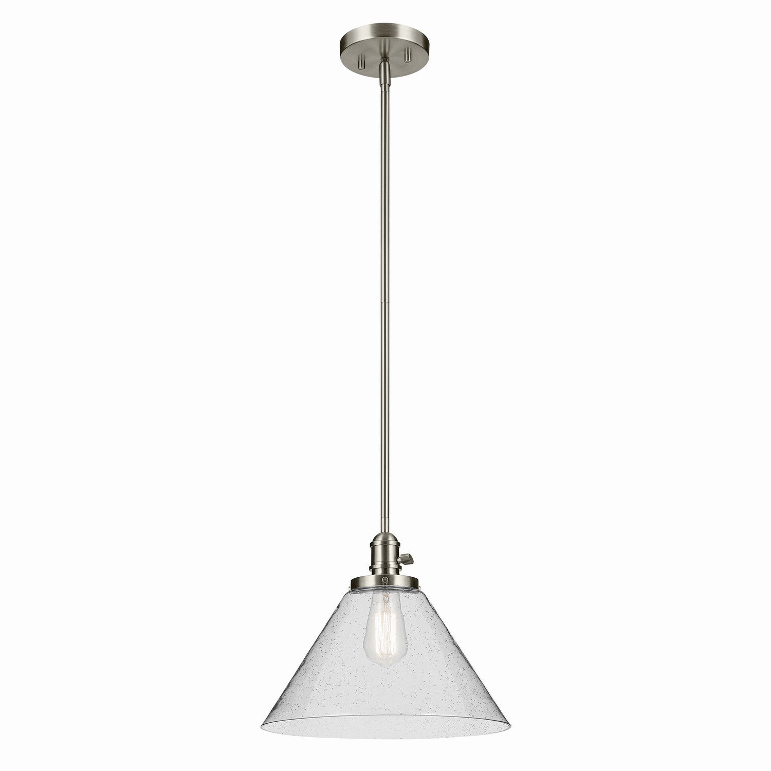 KICHLER 43905NI Avery 11.75" 1-Light Cone Pendant With Clear Seeded Glass In Nickel