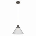 KICHLER 43905OZ Avery 11.75" 1-Light Cone Pendant With Clear Seeded Glass In Olde Bronze