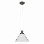 KICHLER 43905OZ Avery 11.75" 1-Light Cone Pendant With Clear Seeded Glass In Olde Bronze