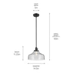 KICHLER 43906BK Avery 11.25" 1-Light Bell Pendant With Clear Seeded Glass In Black