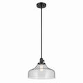 KICHLER 43906BK Avery 11.25" 1-Light Bell Pendant With Clear Seeded Glass In Black