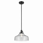 KICHLER 43906BK Avery 11.25" 1-Light Bell Pendant With Clear Seeded Glass In Black