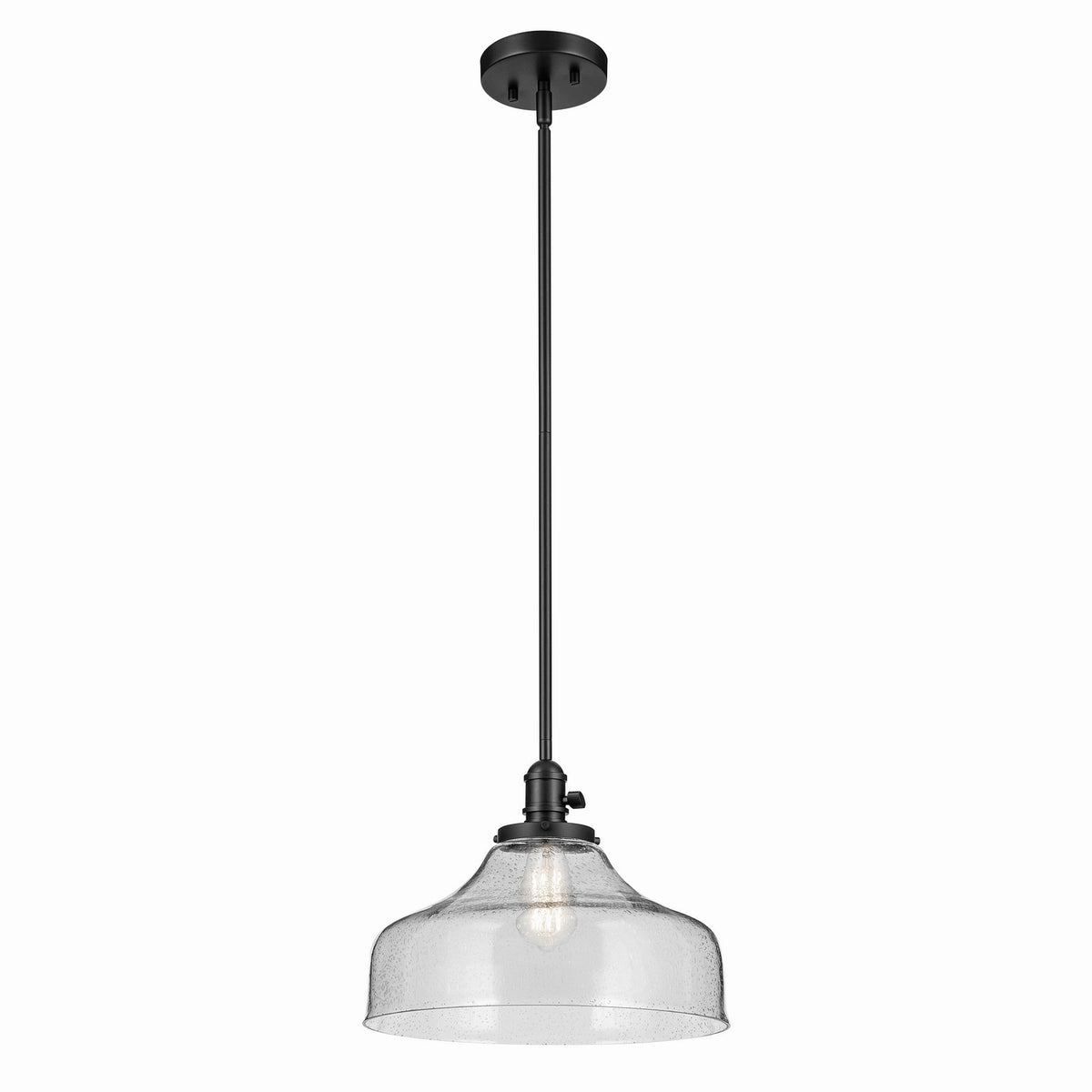 KICHLER 43906BK Avery 11.25" 1-Light Bell Pendant With Clear Seeded Glass In Black