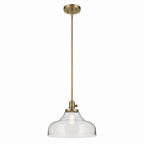 KICHLER 43906NBR Avery 11.25" 1-Light Bell Pendant With Clear Seeded Glass In Natural Brass