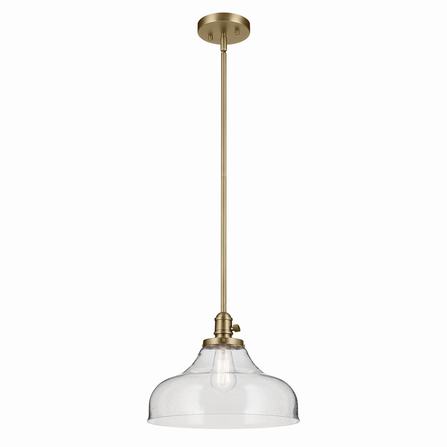 KICHLER 43906NBR Avery 11.25" 1-Light Bell Pendant With Clear Seeded Glass In Natural Brass