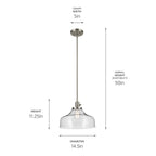 KICHLER 43906NI Avery 11.25" 1-Light Bell Pendant With Clear Seeded Glass In Nickel