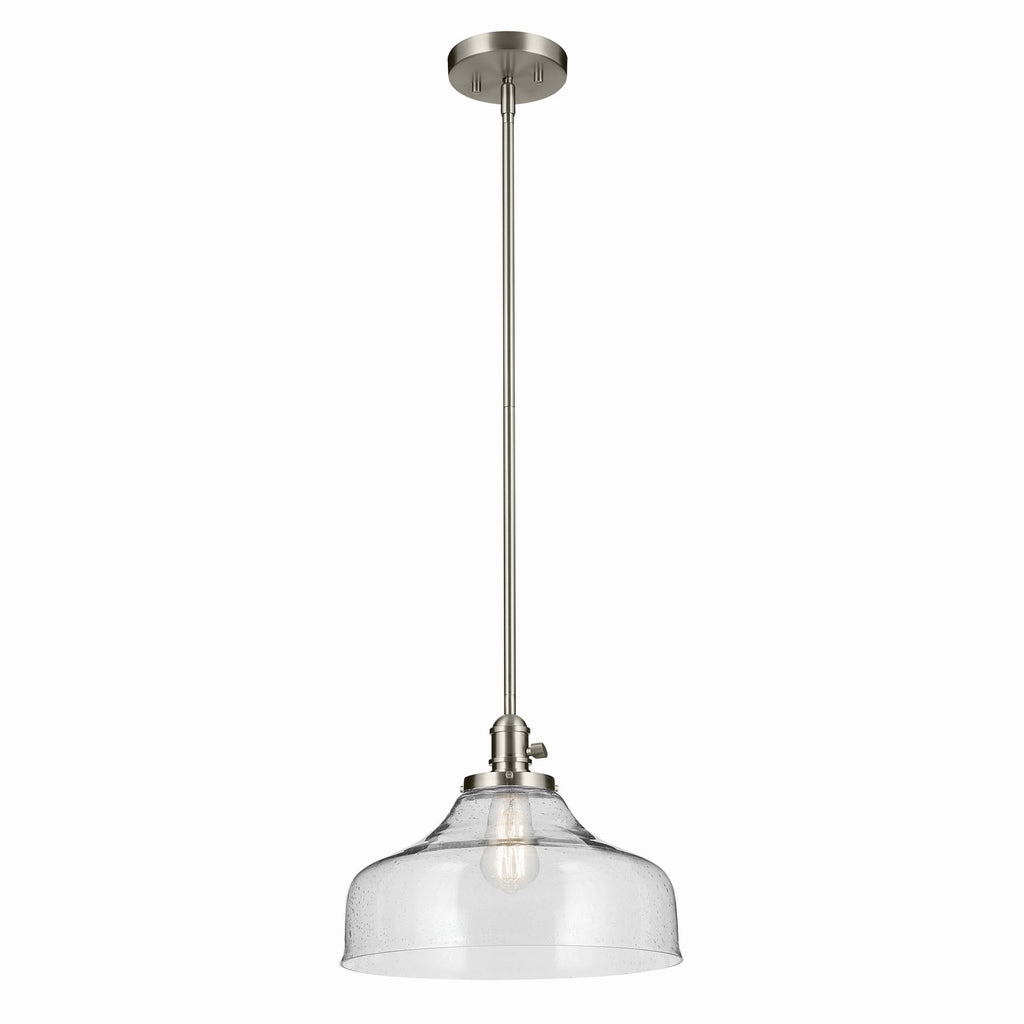 KICHLER 43906NI Avery 11.25" 1-Light Bell Pendant With Clear Seeded Glass In Nickel
