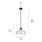 KICHLER 43906OZ Avery 11.25" 1-Light Bell Pendant With Clear Seeded Glass In Olde Bronze
