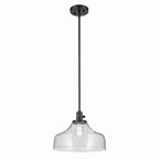 KICHLER 43906OZ Avery 11.25" 1-Light Bell Pendant With Clear Seeded Glass In Olde Bronze