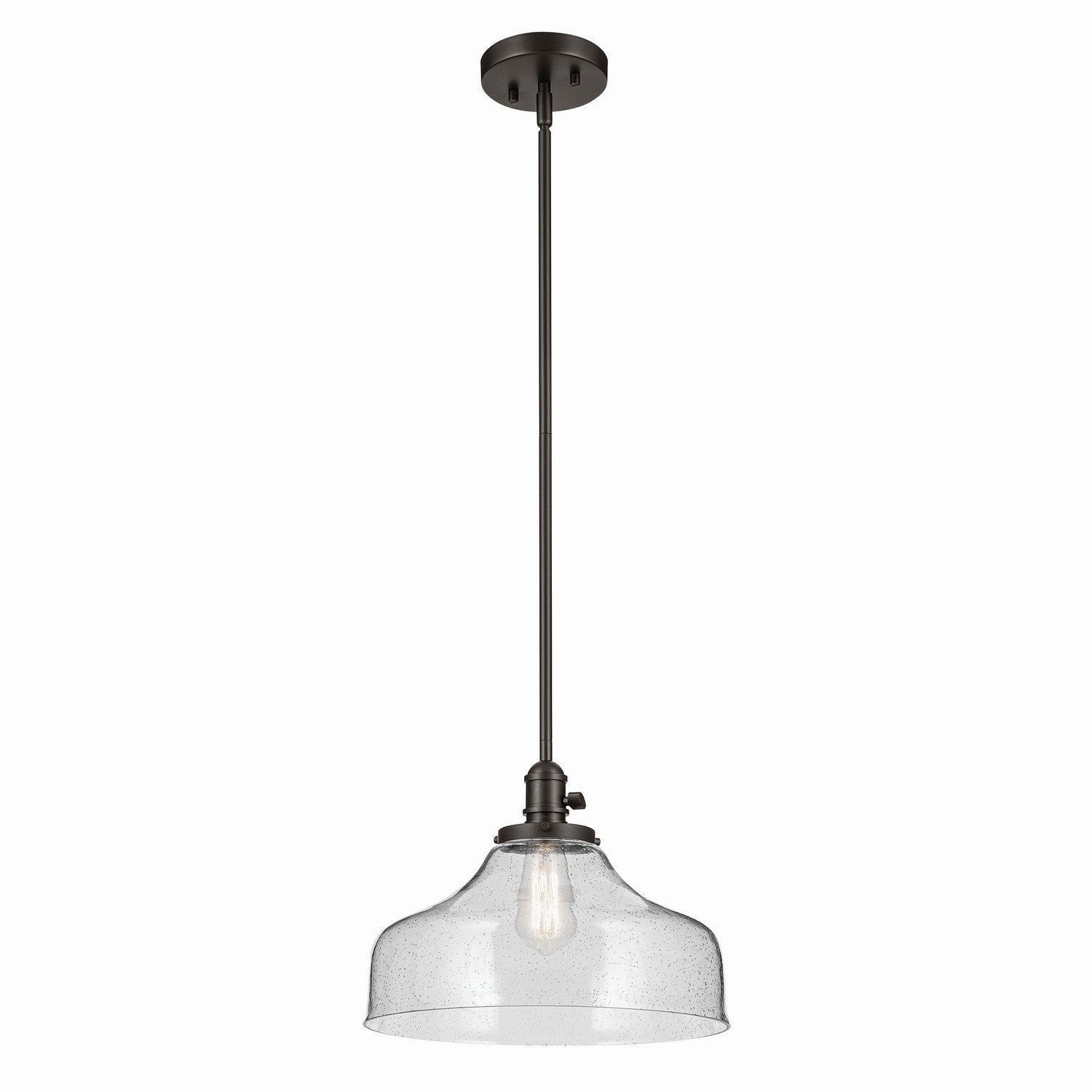 KICHLER 43906OZ Avery 11.25" 1-Light Bell Pendant With Clear Seeded Glass In Olde Bronze