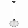KICHLER 43911BK Avery 14" 1-Light Globe Pendant With Clear Seeded Glass In Black