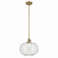 KICHLER 43911NBR Avery 14" 1-Light Globe Pendant With Clear Seeded Glass In Natural Brass
