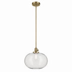 KICHLER 43911NBR Avery 14" 1-Light Globe Pendant With Clear Seeded Glass In Natural Brass