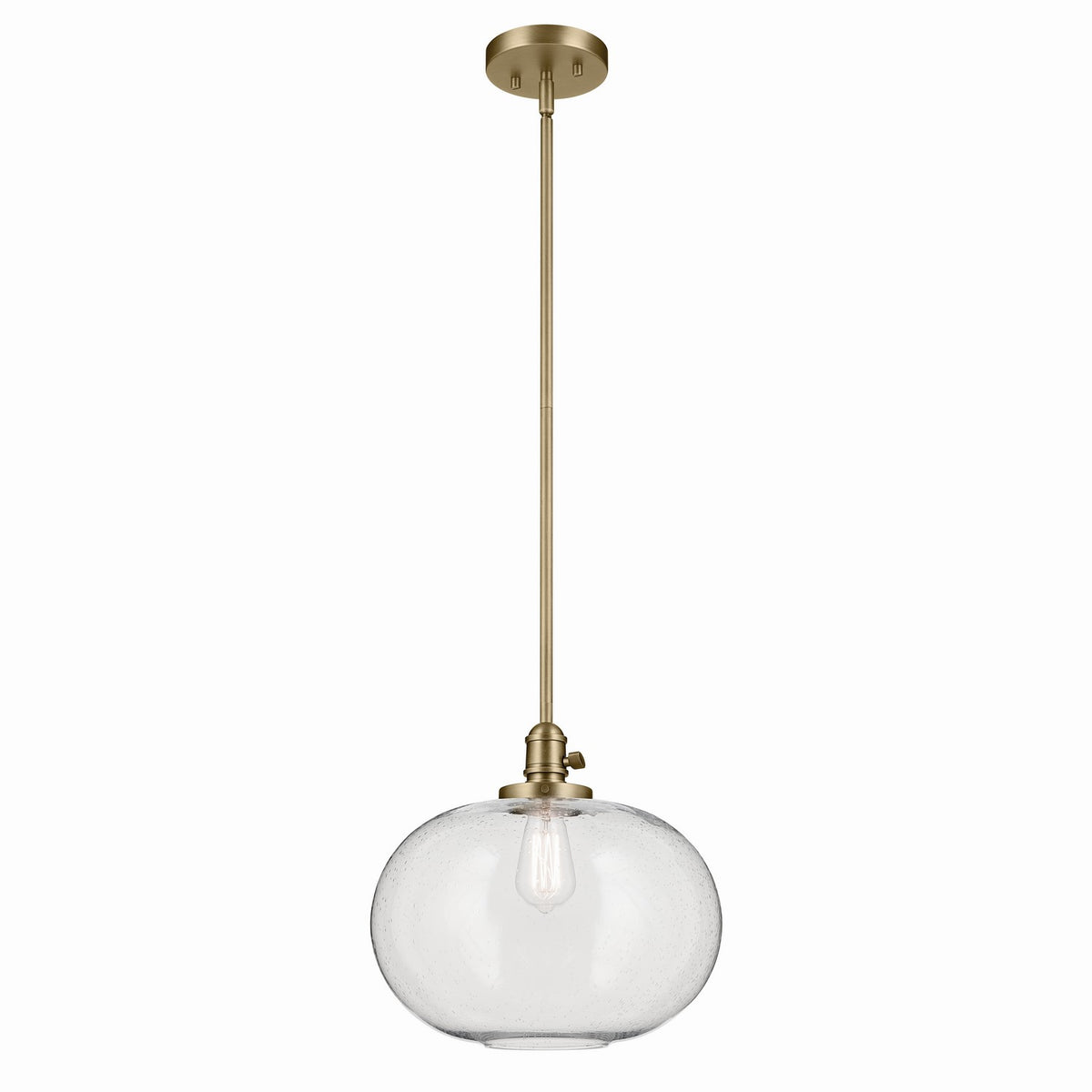 KICHLER 43911NBR Avery 14" 1-Light Globe Pendant With Clear Seeded Glass In Natural Brass