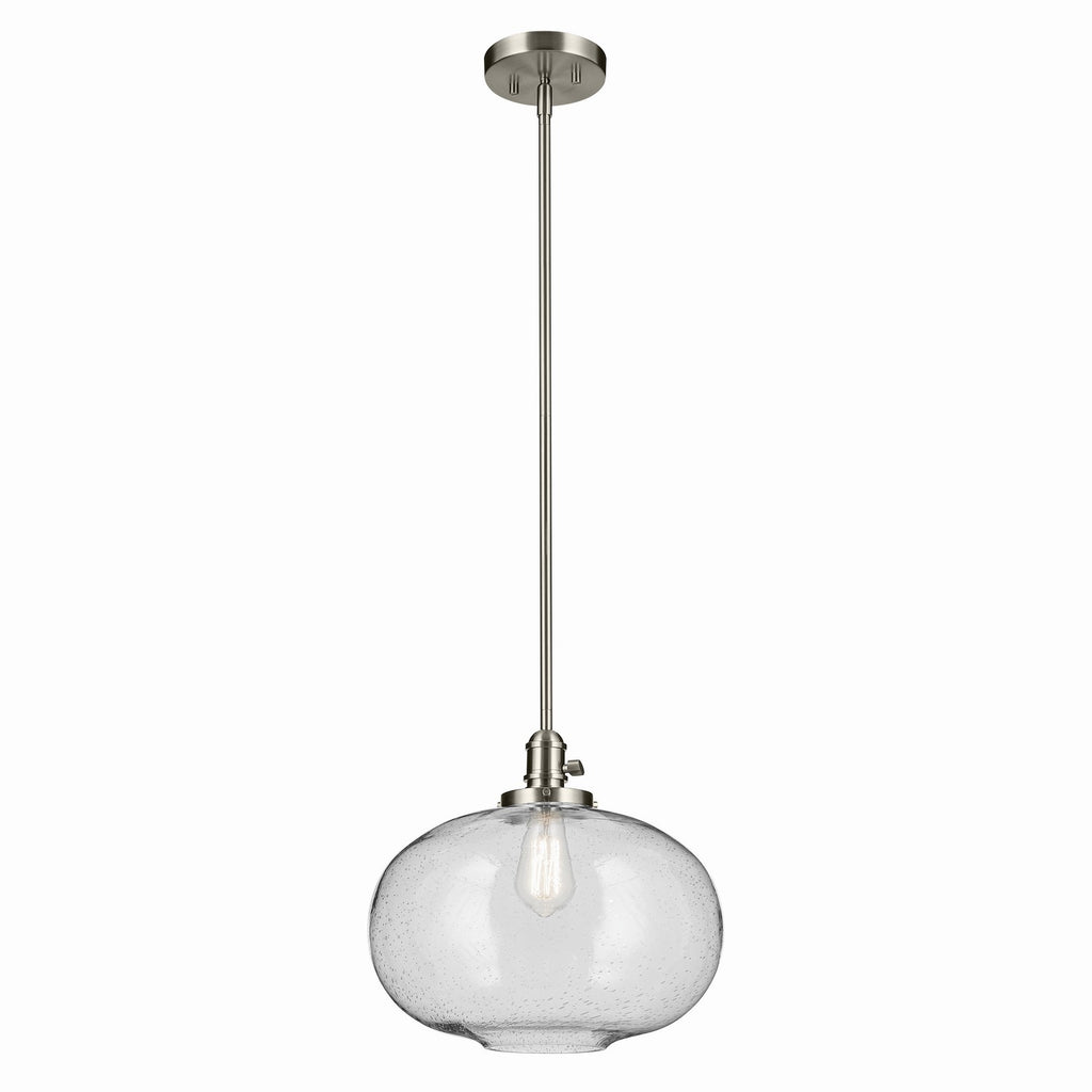 KICHLER 43911NI Avery 14" 1-Light Globe Pendant With Clear Seeded Glass In Nickel