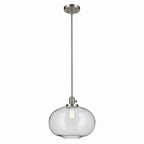 KICHLER 43911NI Avery 14" 1-Light Globe Pendant With Clear Seeded Glass In Nickel