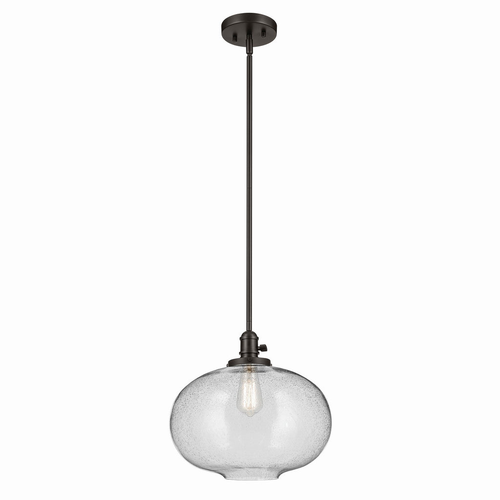 KICHLER 43911OZ Avery 14" 1-Light Globe Pendant With Clear Seeded Glass In Olde Bronze