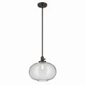 KICHLER 43911OZ Avery 14" 1-Light Globe Pendant With Clear Seeded Glass In Olde Bronze