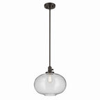 KICHLER 43911OZ Avery 14" 1-Light Globe Pendant With Clear Seeded Glass In Olde Bronze