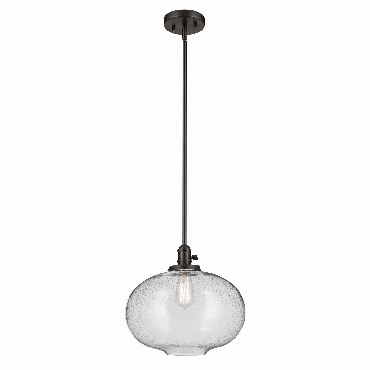 KICHLER 43911OZ Avery 14" 1-Light Globe Pendant With Clear Seeded Glass In Olde Bronze