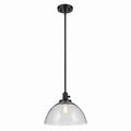 KICHLER 43912BK Avery 11" 1-Light Dome Pendant With Clear Seeded Glass In Black