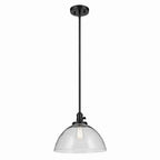 KICHLER 43912BK Avery 11" 1-Light Dome Pendant With Clear Seeded Glass In Black