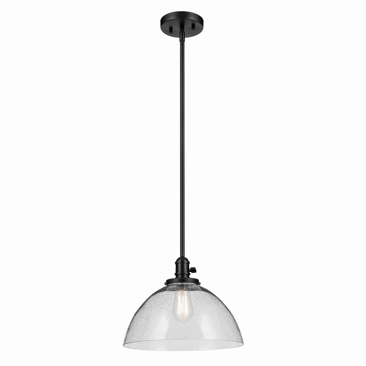 KICHLER 43912BK Avery 11" 1-Light Dome Pendant With Clear Seeded Glass In Black