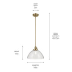 KICHLER 43912NBR Avery 11" 1-Light Dome Pendant With Clear Seeded Glass In Natural Brass