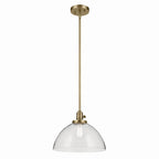 KICHLER 43912NBR Avery 11" 1-Light Dome Pendant With Clear Seeded Glass In Natural Brass