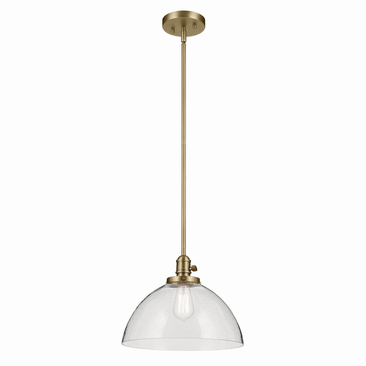 KICHLER 43912NBR Avery 11" 1-Light Dome Pendant With Clear Seeded Glass In Natural Brass
