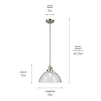 KICHLER 43912NI Avery 11" 1-Light Dome Pendant With Clear Seeded Glass In Nickel