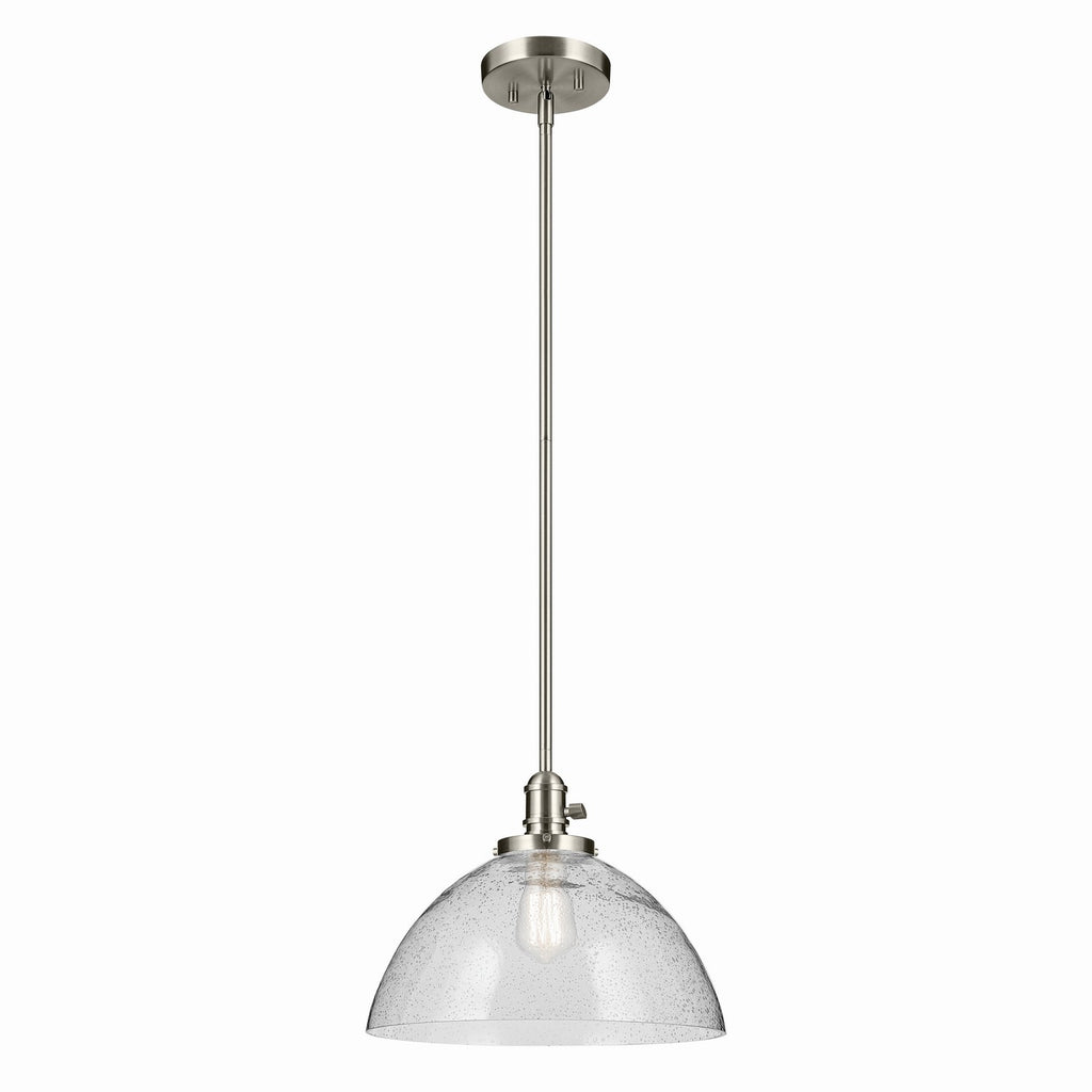 KICHLER 43912NI Avery 11" 1-Light Dome Pendant With Clear Seeded Glass In Nickel