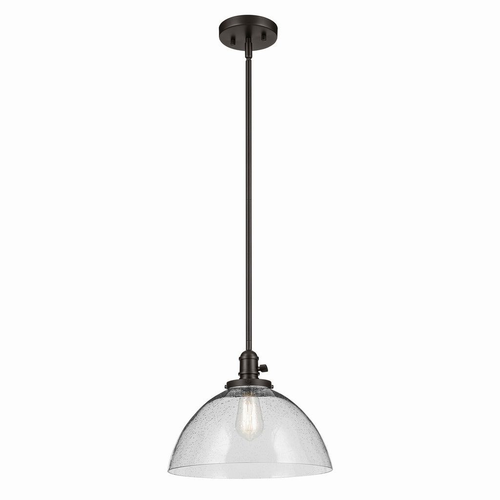 KICHLER 43912OZ Avery 11" 1-Light Dome Pendant With Clear Seeded Glass In Olde Bronze