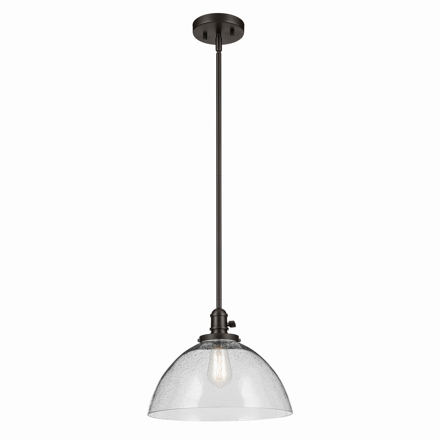KICHLER 43912OZ Avery 11" 1-Light Dome Pendant With Clear Seeded Glass In Olde Bronze