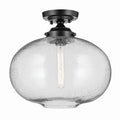 KICHLER 43913BK Avery 14.5" 1-Light Flush Mount With Clear Seeded Glass In Black