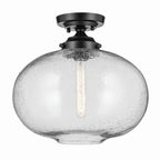 KICHLER 43913BK Avery 14.5" 1-Light Flush Mount With Clear Seeded Glass In Black