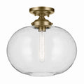 KICHLER 43913NBR Avery 14.5" 1-Light Flush Mount With Clear Seeded Glass In Natural Brass