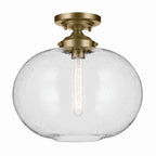 KICHLER 43913NBR Avery 14.5" 1-Light Flush Mount With Clear Seeded Glass In Natural Brass